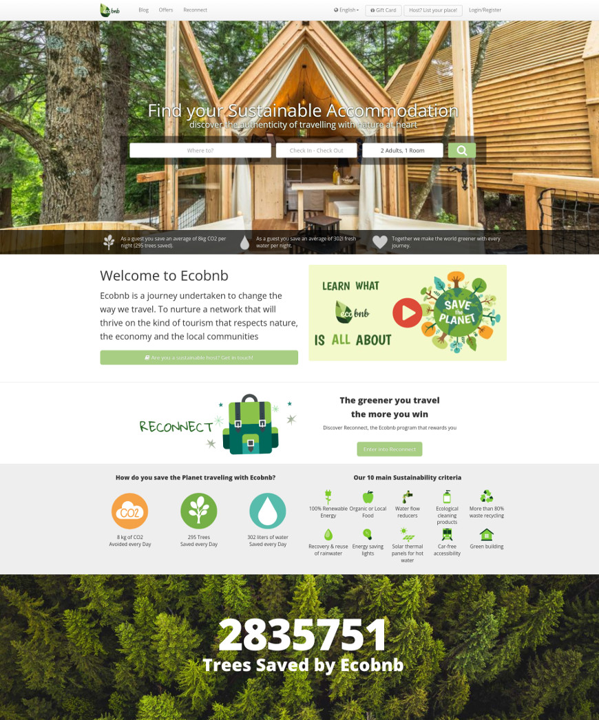Ecobnb, lauréate de la meilleure plateforme d'hébergement durable en Europe
